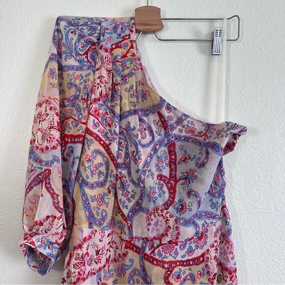 Veronica Beard Kimber Asymmetrical Dress Paisely Size 4 - Picture 3 of 12